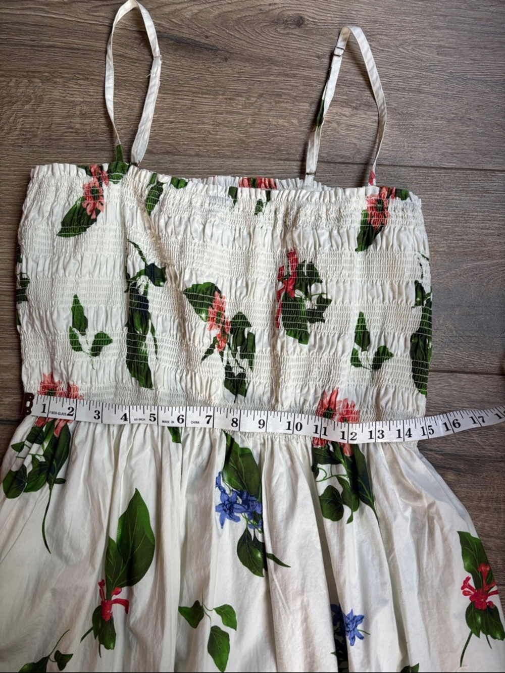 SCOO Floral Smocked Midi Dress Women’s Large White 100% Cotton Cottagecore - Picture 10 of 12